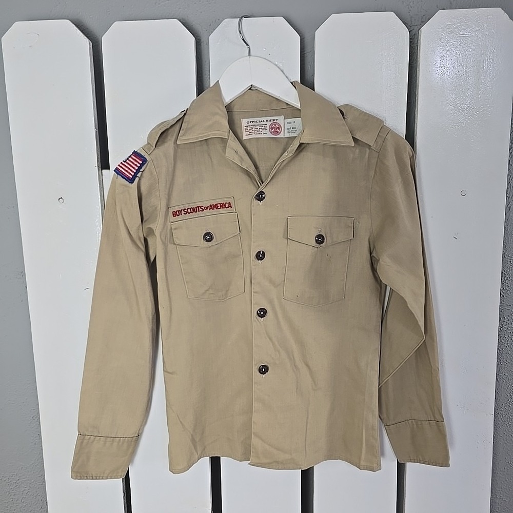 Boy Scouts of America BSA VTG Boys Uniform Size 12 Beige Long Sleeved‎